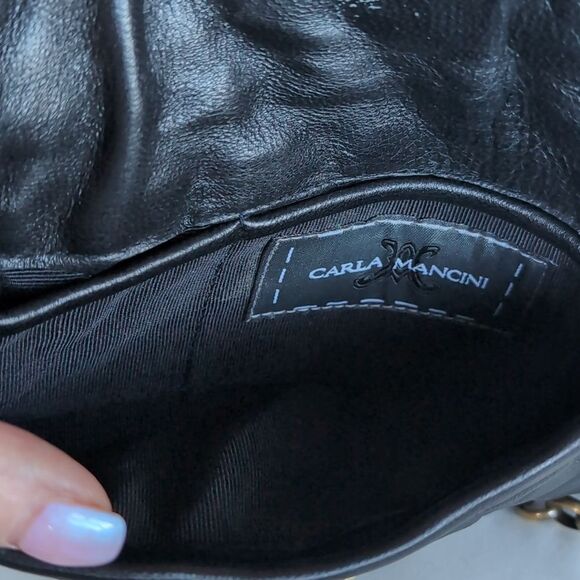 Carla Mancini Black Quilted Leather Demi Bag /Clutch🖤 - Picture 7 of 12